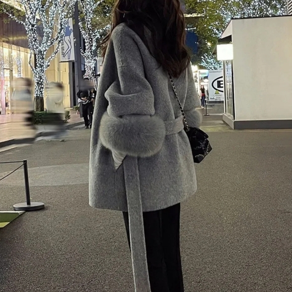 High End Double-sided Wool Strapping Real Wool Fur Coat Women's Removable Cuffs - Picture 5 of 8